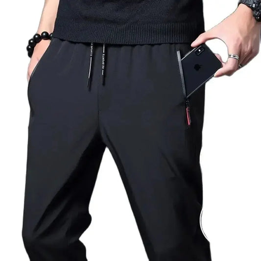 Men's Casual Pants Straight Slim Fit Elastic Waist Jogger Korean Classic Blue Black Gray Male Brand Trousers Plus Size