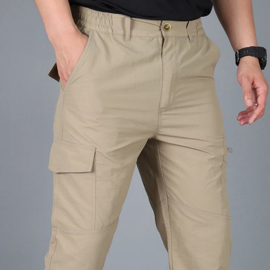 Casual Men Pants Summer Multiple Pockets Cargo Pants Quick Dry Thin Trousers Outdoor Hiking Workout Breathable Long Pant New