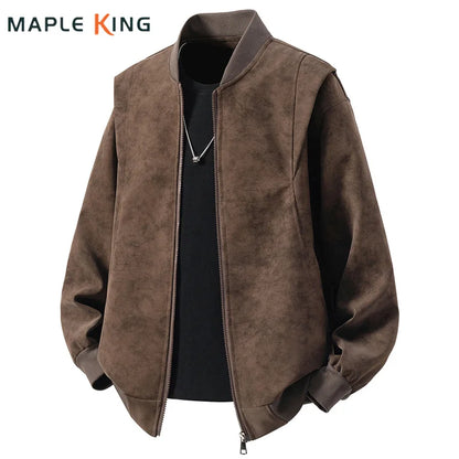 Vintage Faux Leather Jacket Mens Chaqueta Cuero Moto 2026 Oversized Streetwear Hipster Stand Collar Punk Man Designer Jacket 5XL