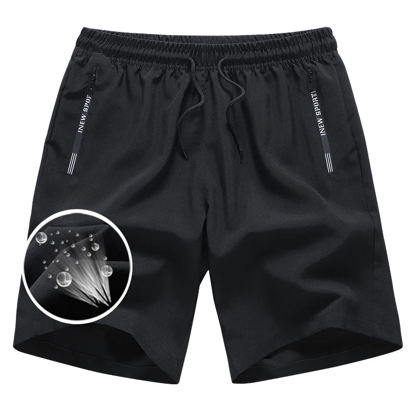 Newest Summer Shorts Men Gym Sport Running Fitness Workout Man Short Pants Breathable Quick-drying Drawstring Men's Shorts Black